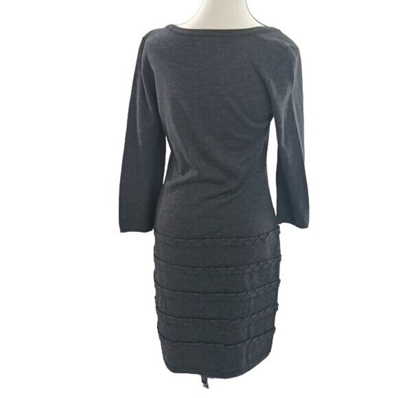 Calvin Klein Knit Dress Gray Shift Winter Fall Stretch Wool Blend Womens Size S - Picture 5 of 7